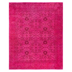 Overdyed Hand-Knotted Wool Modern-Contemporary Pink Area Rug 8' 2" x 10' 1"