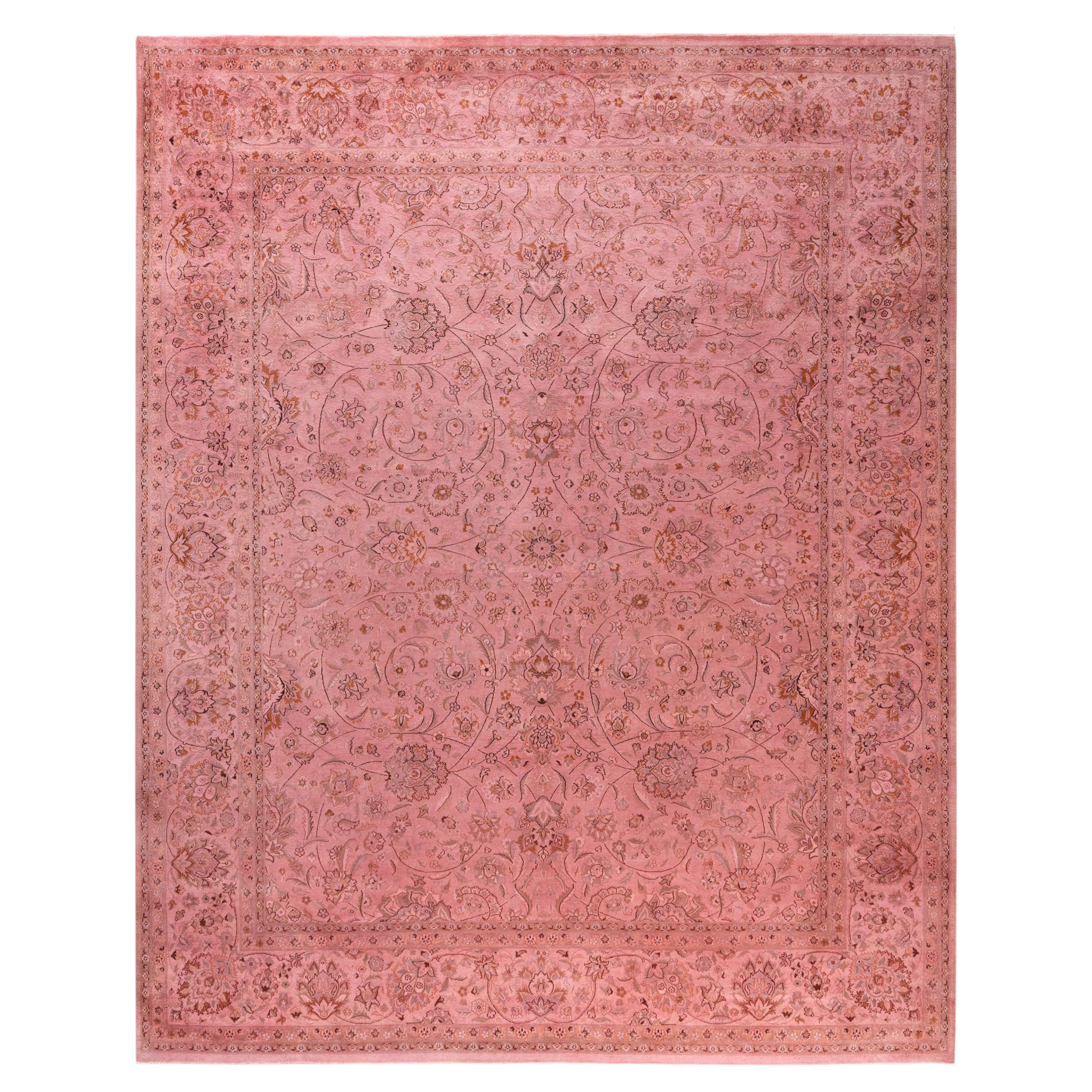 Overdyed Laine nouée à la main Knots Rugs AM Contemporary Rose 8' 2" x 10' 4"