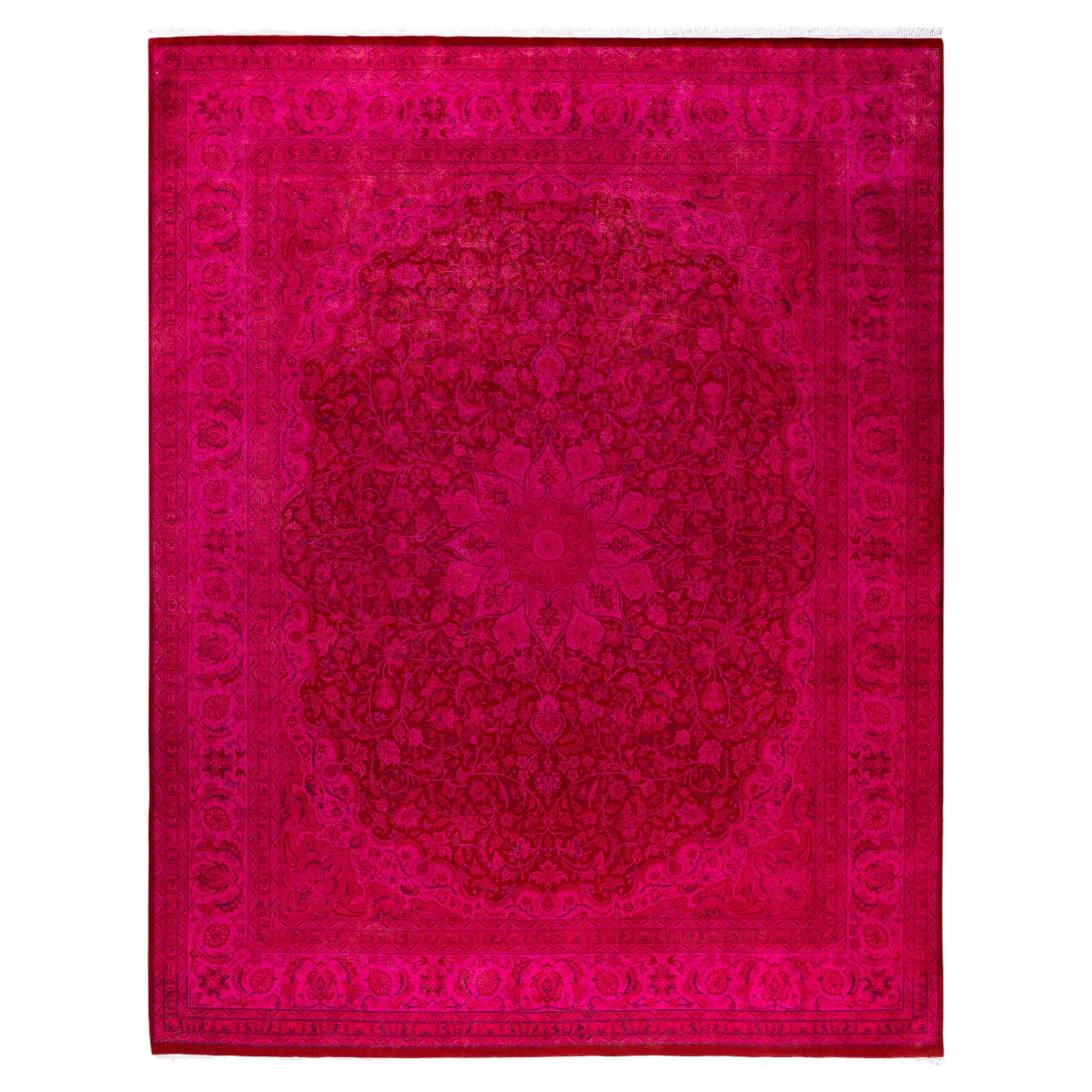 Overdyed Hand-Knotted Wool Modern-Contemporary Pink Area Rug 8' 3" x 10' 5"