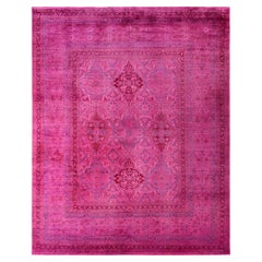 Overdyed Hand-Knotted Wool Modern-Contemporary Pink Area Rug 8' 5" x 10' 5"