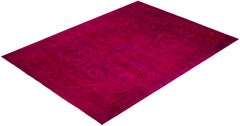 Overdyed Hand-Knotted Wool Modern-Contemporary Pink Area Rug 8' 9" x 12' 0"