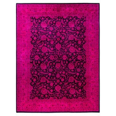 Overdyed Hand-Knotted Wool Modern-Contemporary Pink Area Rugs 9' 1" x 11' 10"