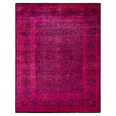 Overdyed Hand-Knotted Wool Modern-Contemporary Pink Area Rugs 9' 1" x 11' 10"