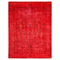 Overdyed Hand-Knotted Wool Modern-Contemporary Pink Area Rug 9' 1" x 11' 10"