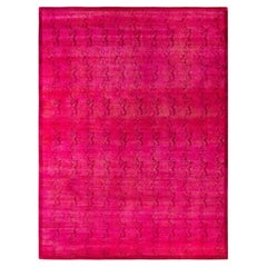 Overdyed handgeknüpfte Wolle modern-zeitgenössischen rosa Bereich Teppich 9' 1" x 12' 1"