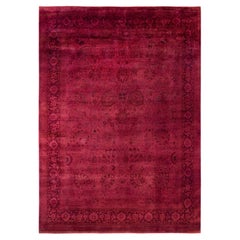 Overdyed Hand-Knotted Wool Modern-Contemporary Pink Area Rug 9' 1" x 12' 10"