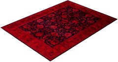 Alfombra de lana anudada a mano sobreteñida, moderna y contemporánea, rosa 30 cm x 30 cm