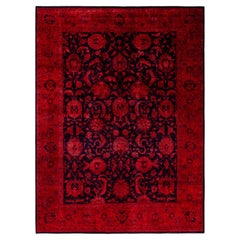 Alfombra de lana anudada a mano sobreteñida, moderna y contemporánea, rosa 30 cm x 30 cm