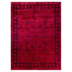 Overdyed Hand-Knotted Wool Modern-Contemporary Pink Area Rug 9' 1" x 12' 4"