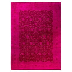 Overdyed Hand-Knotted Wool Modern-Contemporary Pink Area Rug 9' 1" x 12' 5"