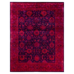 Overdyed Hand-Knotted Wool Modern-Contemporary Pink Area Rug 9' 2" x 12' 0"