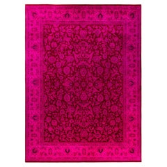 Overdyed Hand-Knotted Wool Modern-Contemporary Pink Area Rug 9' 2" x 12' 3"