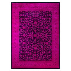 Overdyed Hand-Knotted Wool Modern-Contemporary Pink Area Rugs 9' 2" x 12' 5"