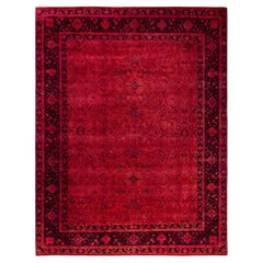 Overdyed Hand-Knotted Wool Modern-Contemporary Pink Area Rug 9' 3" x 11' 10"
