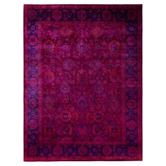 Overdyed Hand-Knotted Wool Modern-Contemporary Pink Area Rug 9' 4" x 12' 2"