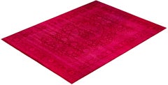 Overdyed Hand-Knotted Wool Modern-Contemporary Pink Area Rug 9' 9" x 12' 9"