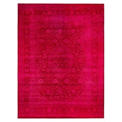 Overdyed Hand-Knotted Wool Modern-Contemporary Pink Area Rug 9' 9" x 12' 9"