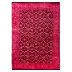 Overdyed Hand-Knotted Wool Modern-Contemporary Pink Area Rug 9' 9" x 6' 10"
