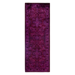 Overdyed Hand-Knotted Wool Modern-Contemporary Pink Runner 2' 1" x 6' 1"
