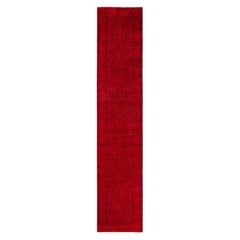 Overdyed Hand-Knotted Wool Modern-Contemporary Pink Runner 2' 5" x 12' 6"