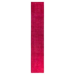 Overdyed Hand-Knotted Wool Modern-Contemporary Pink Runner 2' 5" x 13' 10"