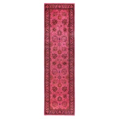 Overdyed Hand-Knotted Wool Modern-Contemporary Pink Runner 2' 5" x 9' 1"