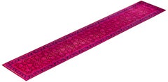 Overdyed handgeknüpfte Wolle Modern-Zeitgenössisch Rosa Läufer 2' 6" x 14' 5"