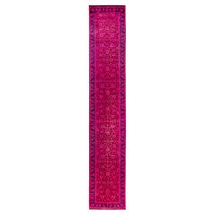 Overdyed handgeknüpfte Wolle Modern-Zeitgenössisch Rosa Läufer 2' 6" x 14' 5"
