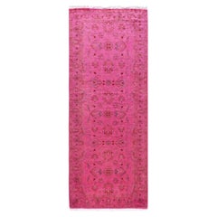 Overdyed Hand-Knotted Wool Modern-Contemporary Pink Runner 2' 6" x 6' 8"