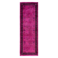 Overdyed Hand-Knotted Wool Modern-Contemporary Pink Runner 2' 6" x 7' 5"