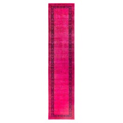 Overdyed Hand-Knotted Wool Modern-Contemporary Pink Runner 2' 7" x 11' 10"