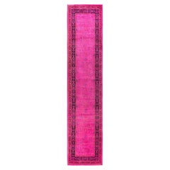 Overdyed Hand-Knotted Wool Modern-Contemporary Pink Runner 2' 7" x 11' 10"