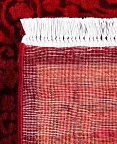 Overdyed handgeknüpfte Wolle Modern-Zeitgenössisch Rosa Läufer 2' 7" x 12' 4"