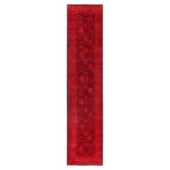 Overdyed handgeknüpfte Wolle Modern-Zeitgenössisch Rosa Läufer 2' 7" x 12' 4"