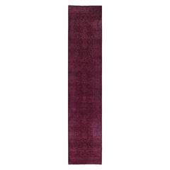 Overdyed Hand-Knotted Wool Modern-Contemporary Pink Runner 2' 7" x 12' 6"
