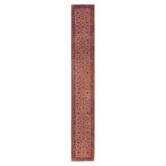 Overdyed Hand-Knotted Wool Modern-Contemporary Pink Runner 2' 7" x 18' 3"