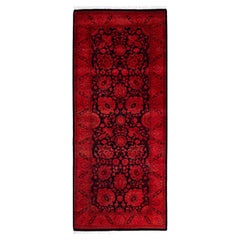 Overdyed handgeknüpfte Wolle Modern-Zeitgenössisch Rosa Läufer 2' 7" x 6' 1"