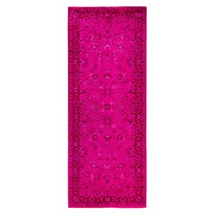 Overdyed Hand-Knotted Wool Modern-Contemporary Pink Runner 2' 7" x 7' 2"