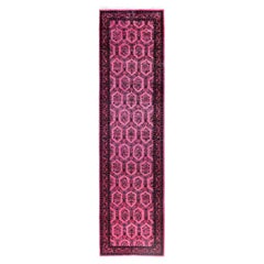 Overdyed Hand-Knotted Wool Modern-Contemporary Pink Runner 2' 8" x 10' 0"