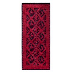 Overdyed Hand-Knotted Wool Modern-Contemporary Pink Runner 2' 8" x 6' 2"