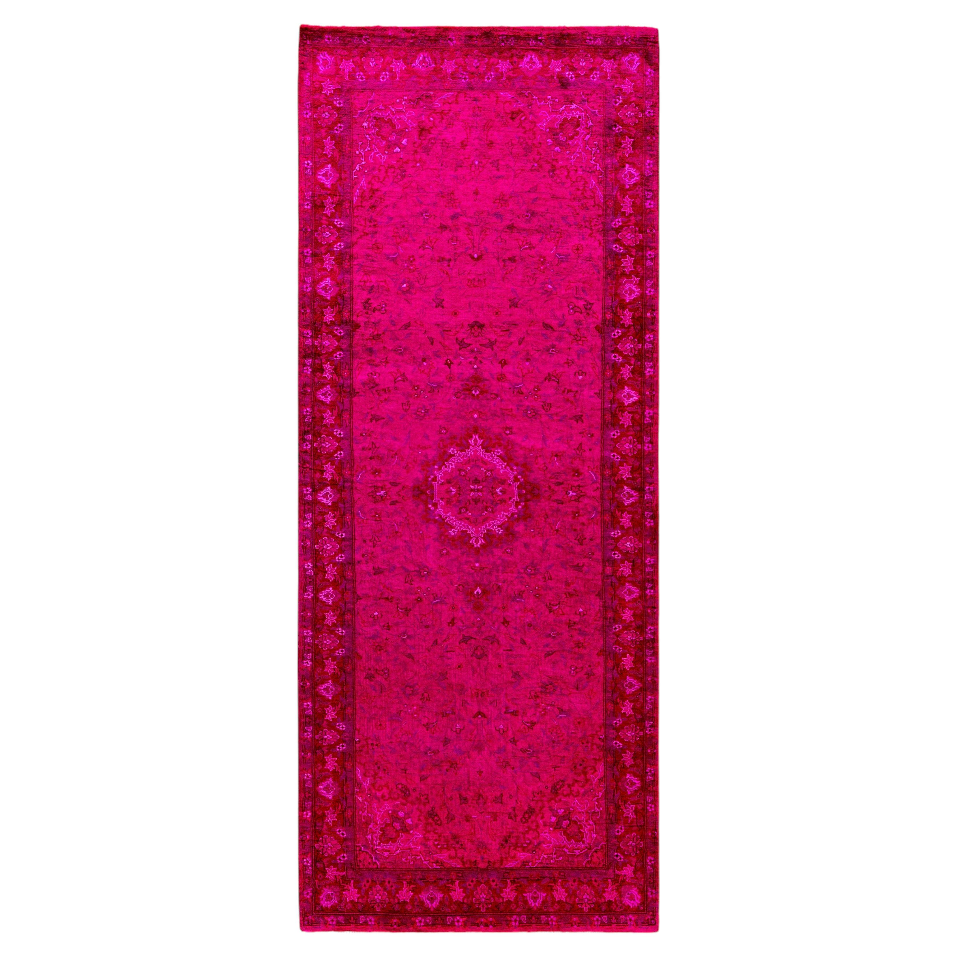 Overdyed Hand-Knotted Wool Modern-Contemporary Pink Runner 2' 8" x 6' 7"