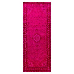 Overdyed Hand-Knotted Wool Modern-Contemporary Pink Runner 2' 8" x 6' 7"