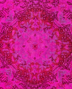 Alfombra de lana anudada a mano sobreteñida de color rosa moderno-contemporáneo 2' 8" x 8' 5