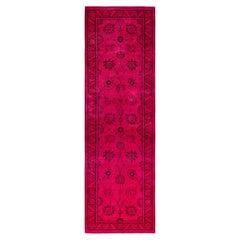 Overdyed Hand-Knotted Wool Modern-Contemporary Pink Runner 3' 0" x 10' 0"