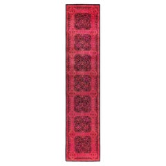 Overdyed Hand-Knotted Wool Modern-Contemporary Pink Runner 3' 0" x 14' 3"