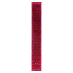 Overdyed Hand-Knotted Wool Modern-Contemporary Pink Runner 3' 0" x 22' 4"