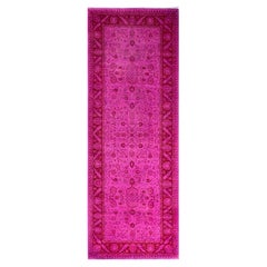 Overdyed Hand-Knotted Wool Modern-Contemporary Pink Runner 3' 0" x 8' 3"