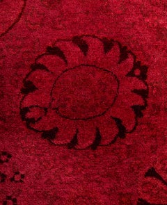 Overdyed Laine nouée à la main Runner rose moderne-contemporain 3' 0" x 9' 4"