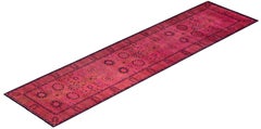 Overdyed handgeknüpfte Wolle Modern-Zeitgenössisch Rosa Läufer 3' 1" x 12' 7"