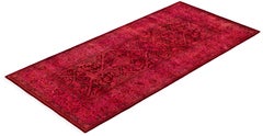 Overdyed Hand-Knotted Wool Modern-Contemporary Pink Runner 3' 1" x 6' 7"